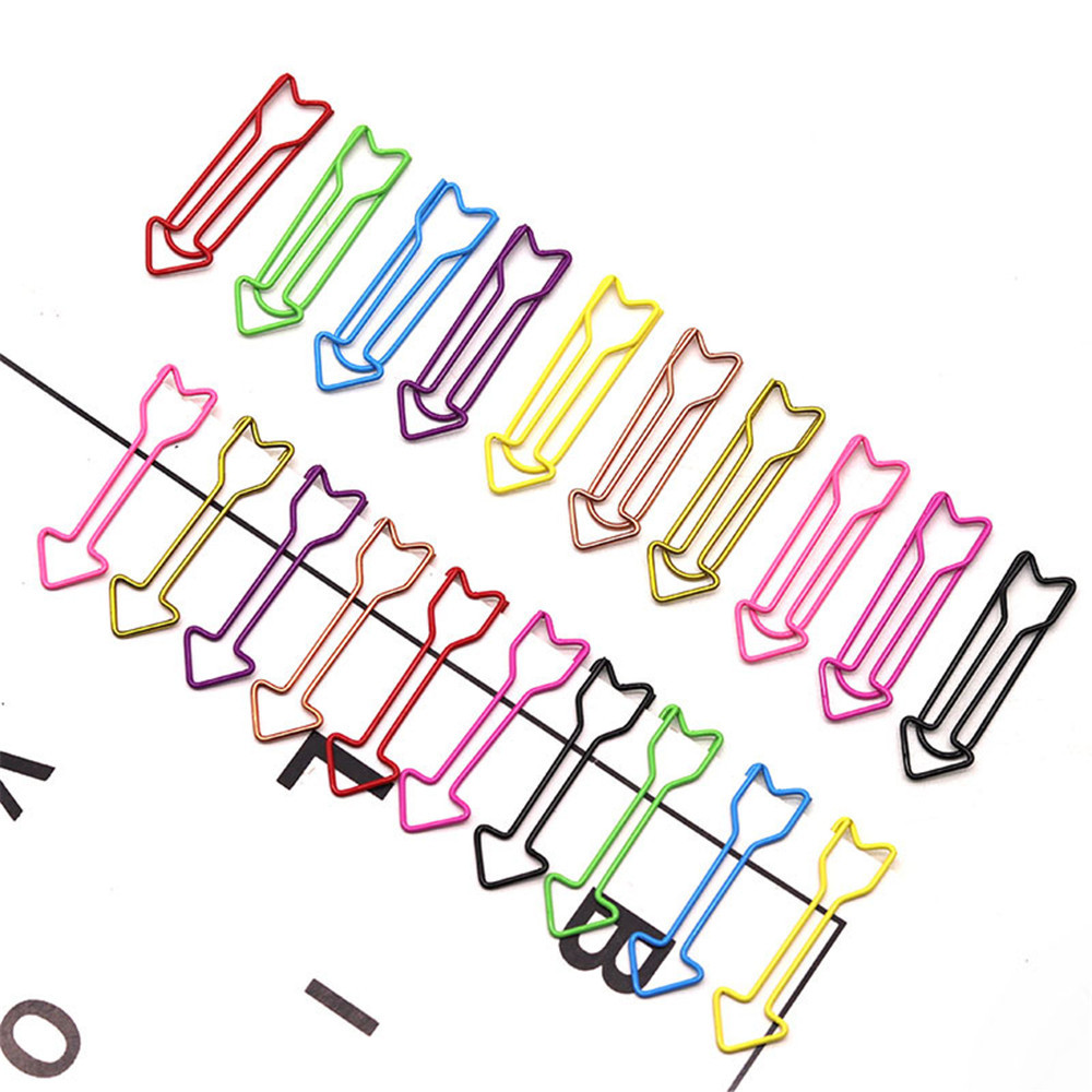 

20pcs Metal Bookmark Arrow Shape Office Folders Clips Pins mix colors metal Arrow Paper Clip Stationery Note Clips