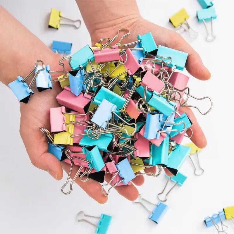 

50Pcs Metal Binder Clips Colorful File Paper Clip Mini 15mm Used for Books Stationery Clip School Office Supplies