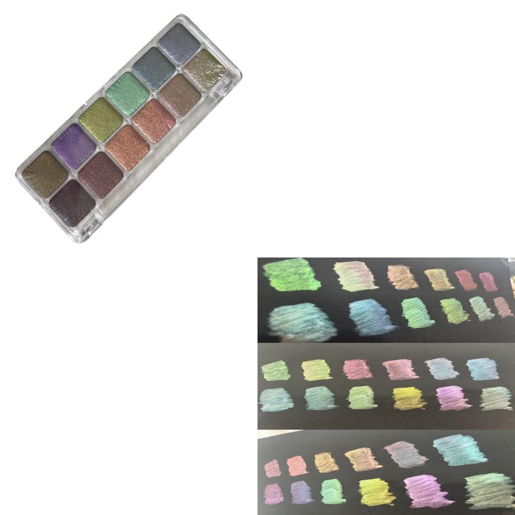 

12 Colors Watercolor Paint Set Solid Watercolor Painting Set Easy to Use Pearlescent Pigment for Artists Art Lessons