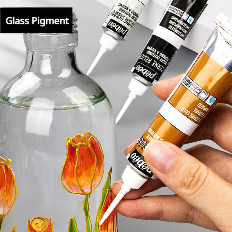 

20ml Glass Painting Pigment Outlining Pen 12colors DIY Hand-painted Ceramic Stone Cell Phone Case 3D Paint Gold Sliver