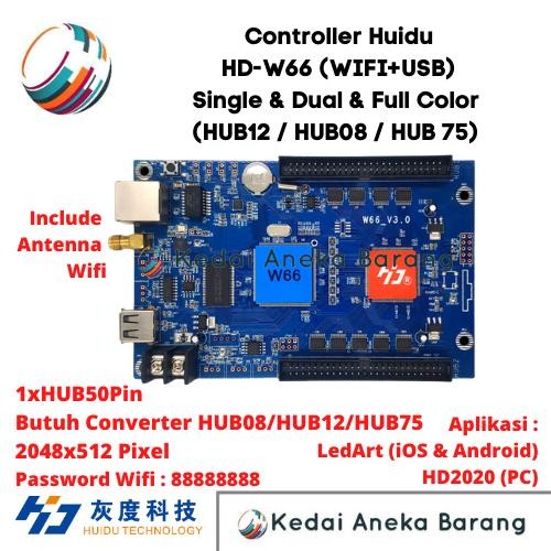 OE99... Controller Huidu HD-W66 Wifi USB RGB Full Color Running Text P10