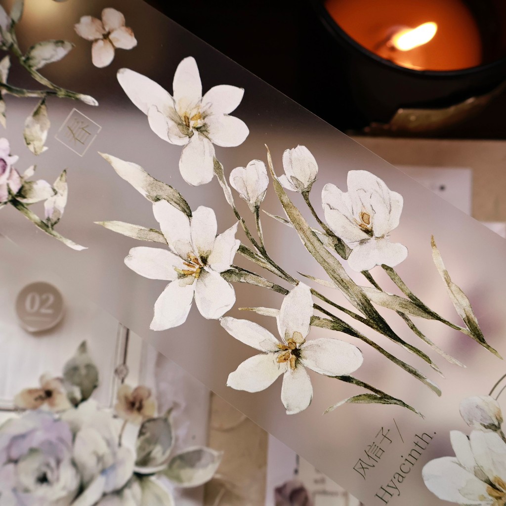 

YiEr Studio Vintage Breeze Flower Washi PET Tape Planner DIY Card Making Scrapbooking Plan Decorative Sticker