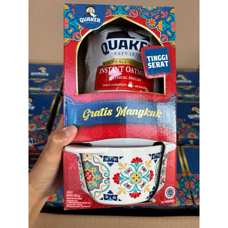 

agen distributor makanan ringan snack cemilan hampers lebaran sarapan pagi quaker oats quick cook box gratis mangkuk 800g oatmeal cepat masak murah berkualitas