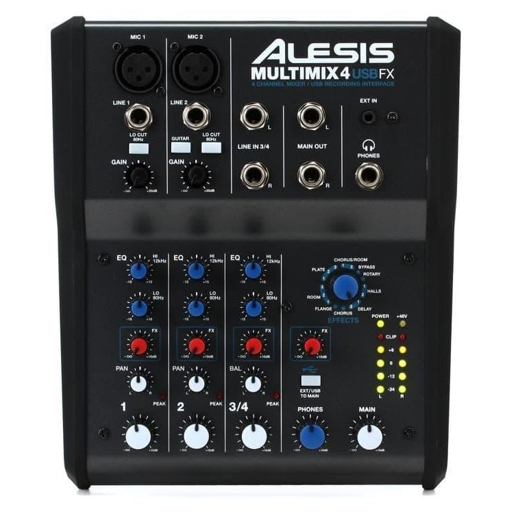 Alesis MultiMix 4 USB FX 4-Channel Mixer with Effects & USB Audio Inte