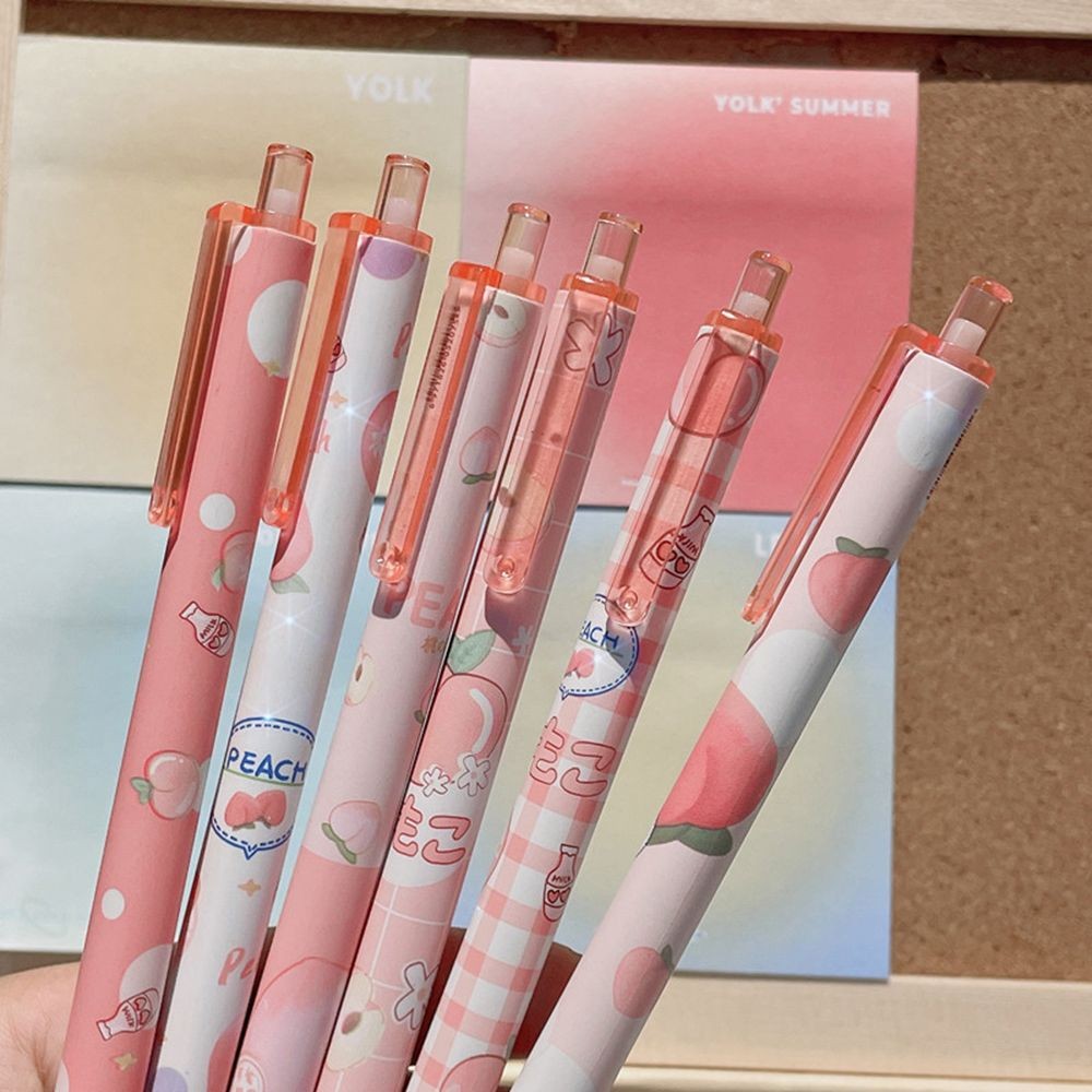 

New Press Type Ballpoint Pens 0.5mm Cute Bear Peach Astronaut Writing Gel Pens Student Stationery Gift Learning Office Supplies
