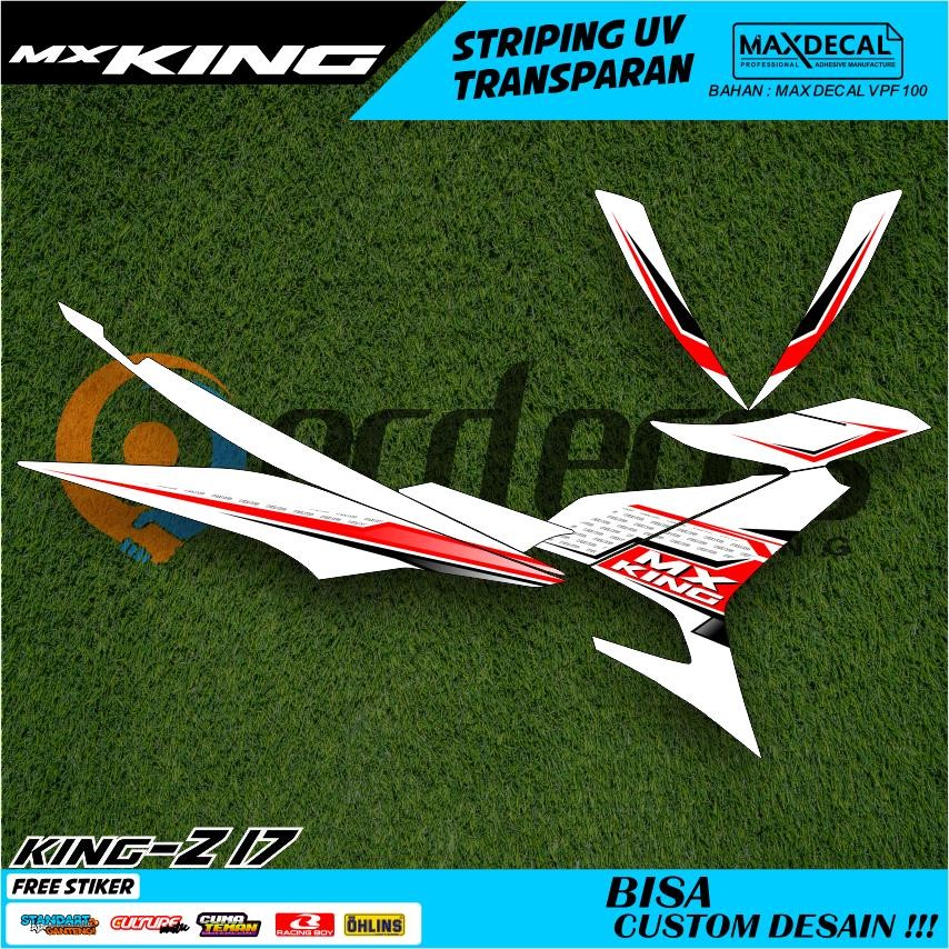 Striping MX KING 150 Thailand Style -Sticker Transparan Maxdecal Motif Warna Merah Biru Putih UV Pre