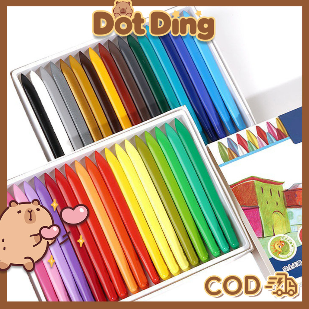 

[DOTDING]Krayon Segitiga Anti Pecah Krayon Plastik Anak 6/12/24/36 Warna Mudah Dicuci & Tidak Lengket Di Tangan