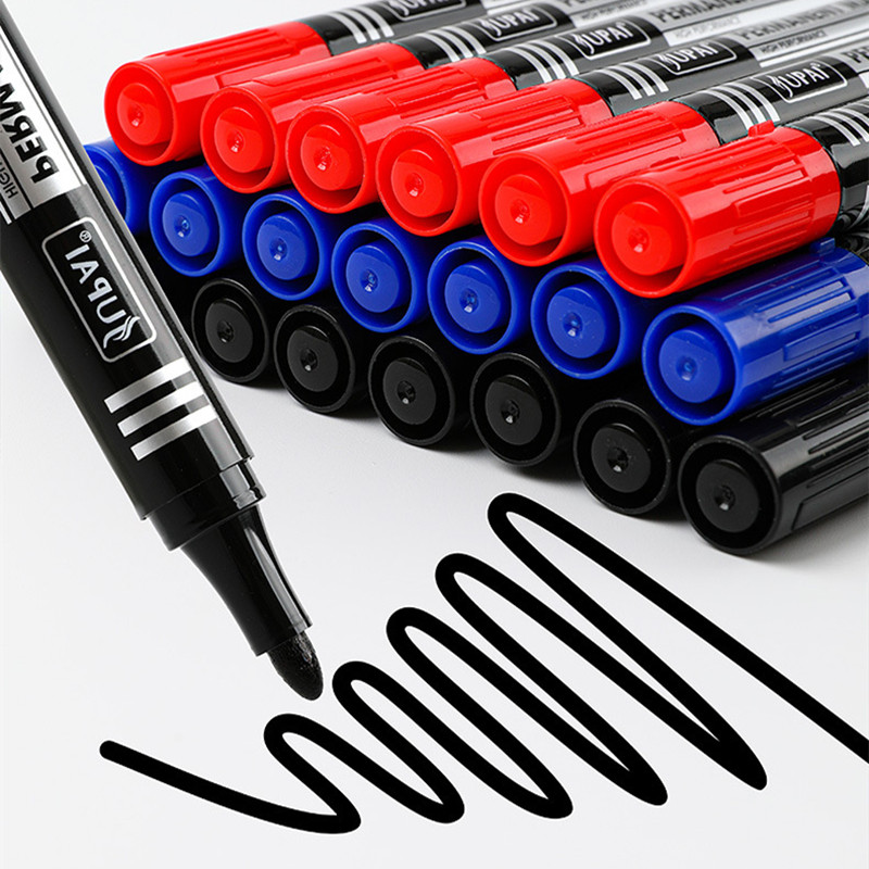 

3/6Pcs/Set Permanent Marker Pen Fine Point Waterproof Ink Thin Nib Crude Nib Black Blue Red Ink 1.5mm Fine Color Marker Pens
