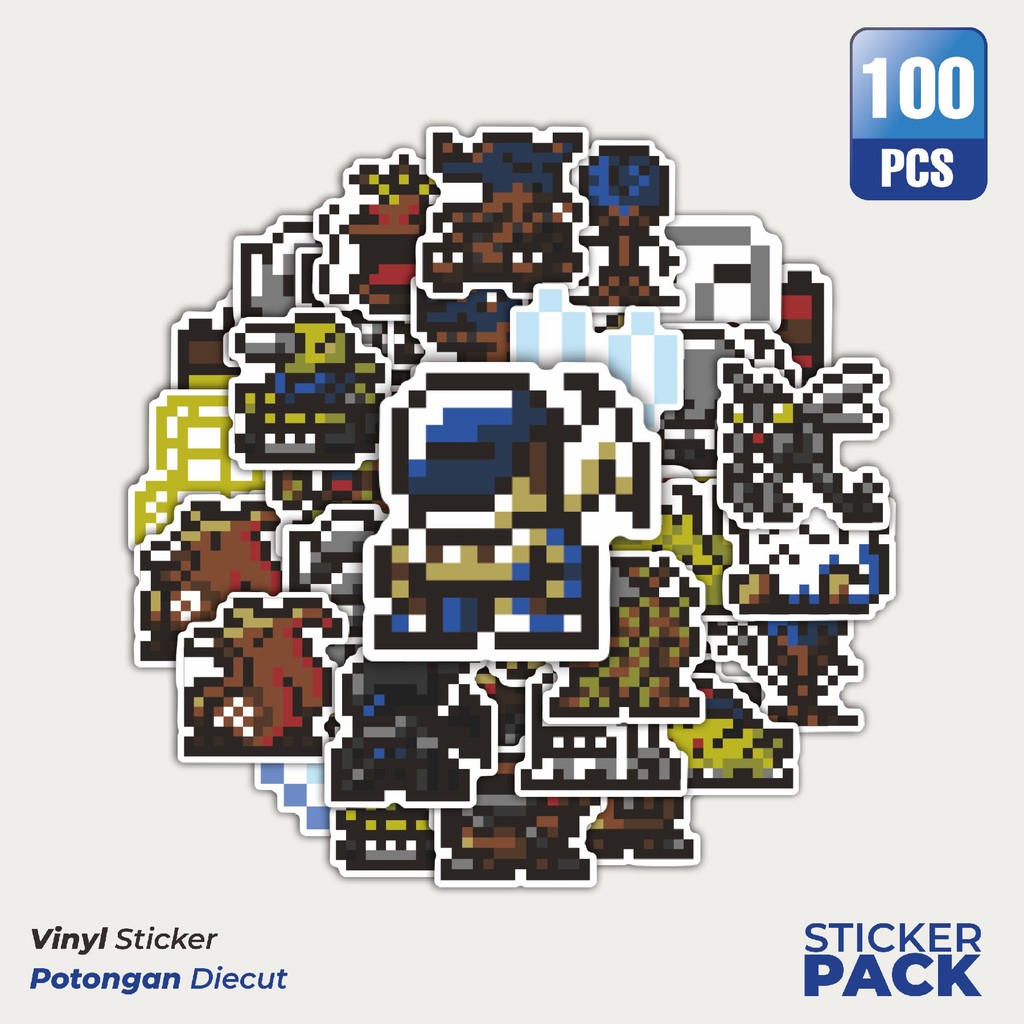 

Super Hemat! 100 PCS Stiker Pixel Digimon V61 Waterproof Aesthetic- Untuk Laptop, Motor, dan Helm - Paper Stationery Pack