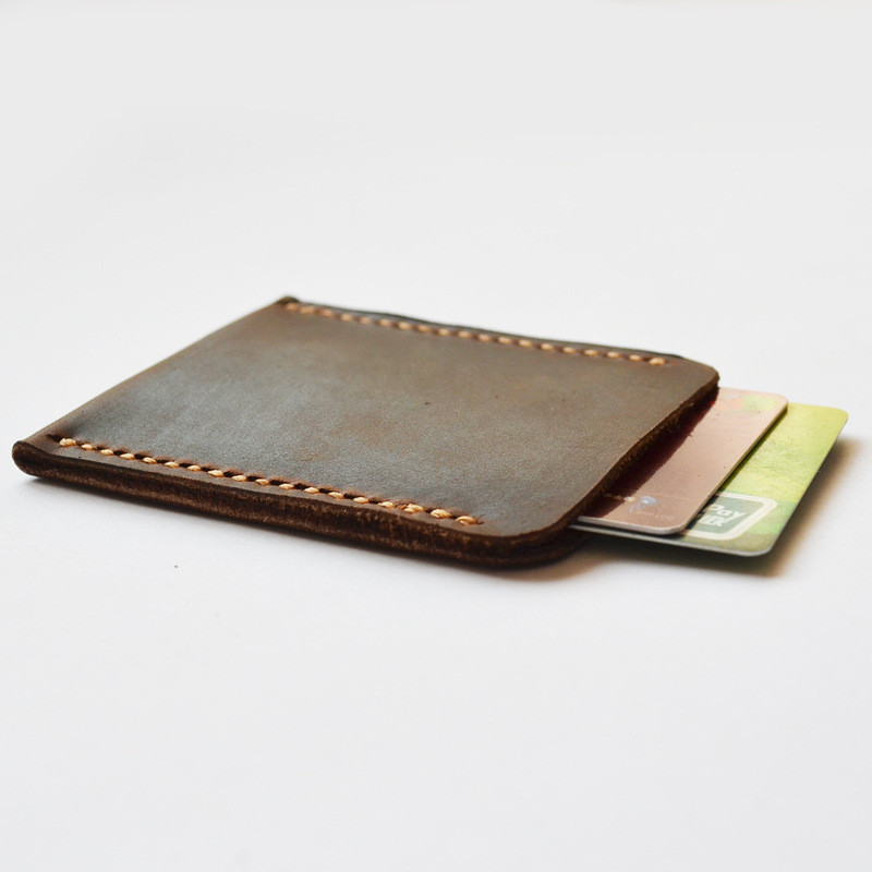 

High Quality Handmade Genuine Leather Card Holder men Credit Card Sleeve Bus Card Holders ID Card Case Small Mini Purse Vintage