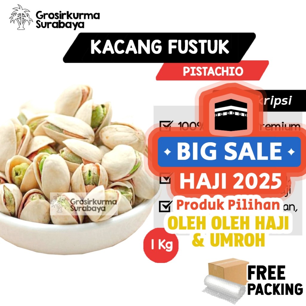 

KACANG FUSTUK 1KG 100% RENYAH Produksi Baru Rasa Istimewa Untuk Oleh oleh Haji Umroh MPASI Booster