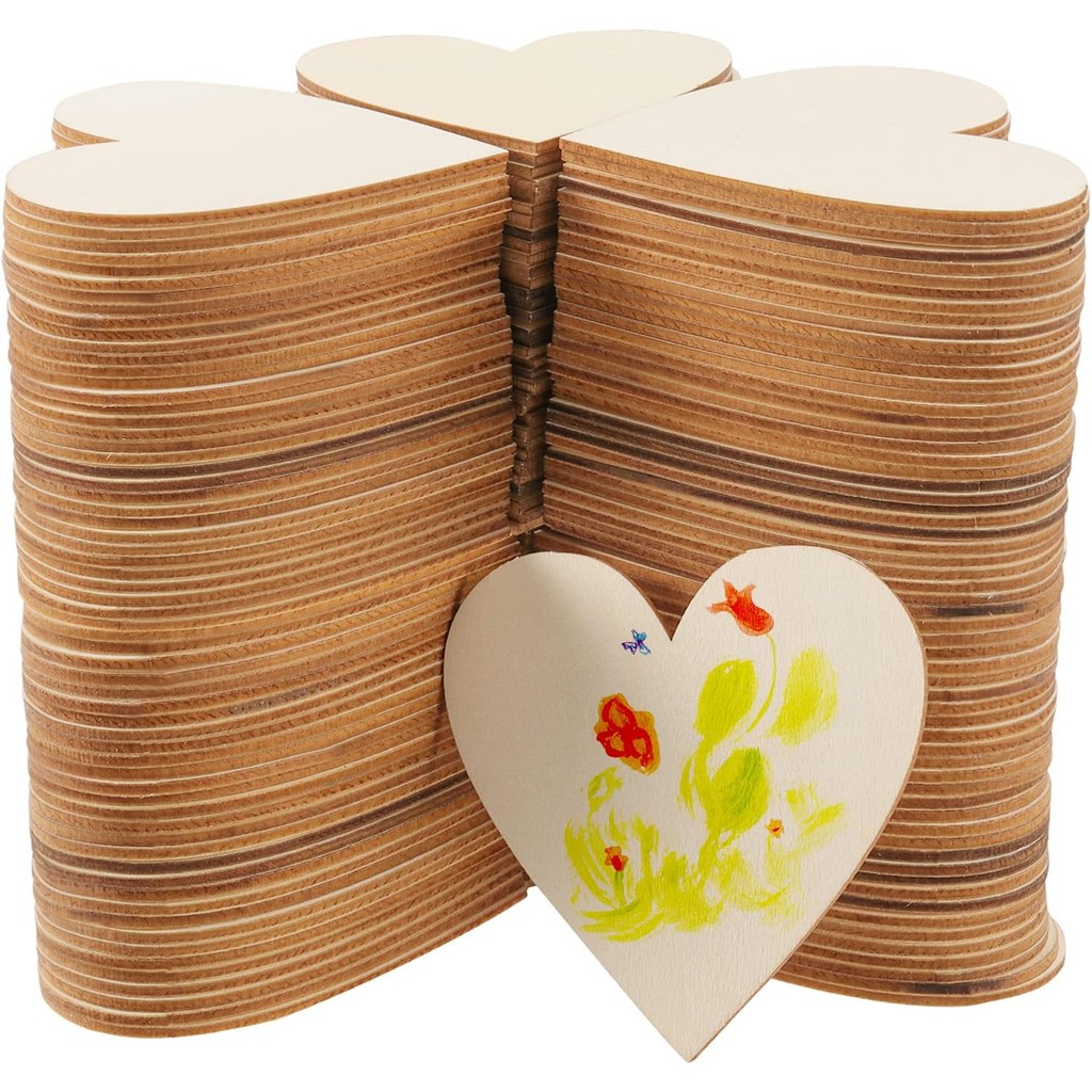 

10-100mm Unfinished Wooden Hearts Love Blank Wood Slices DIY Crafts For Birthday Party Christmas Painting Wedding Decoration