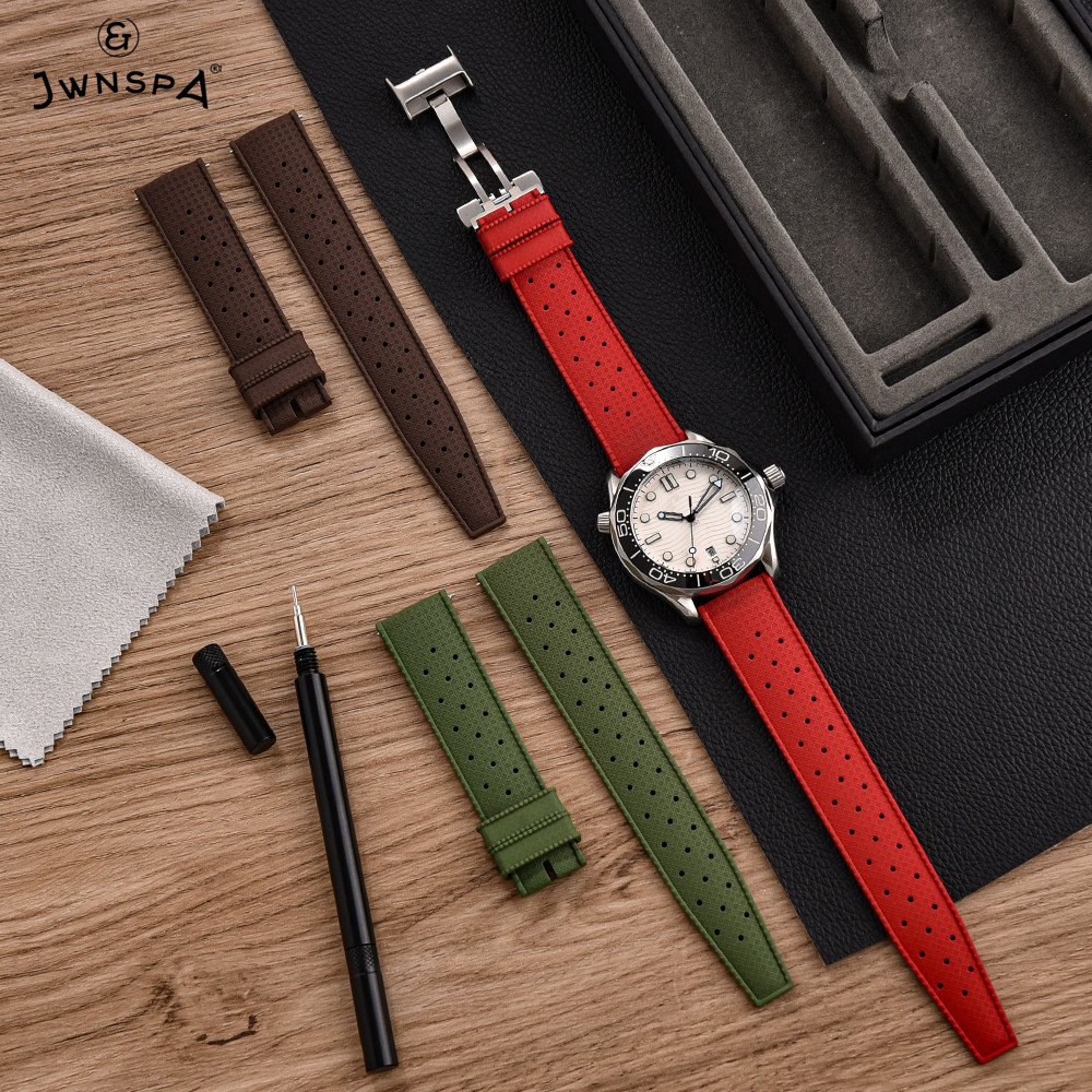 JWNSPA Tropical FKM Watch Band Quick Release Watch Band 20mm 22mm Rubber Tropical Smart Watch Strap 