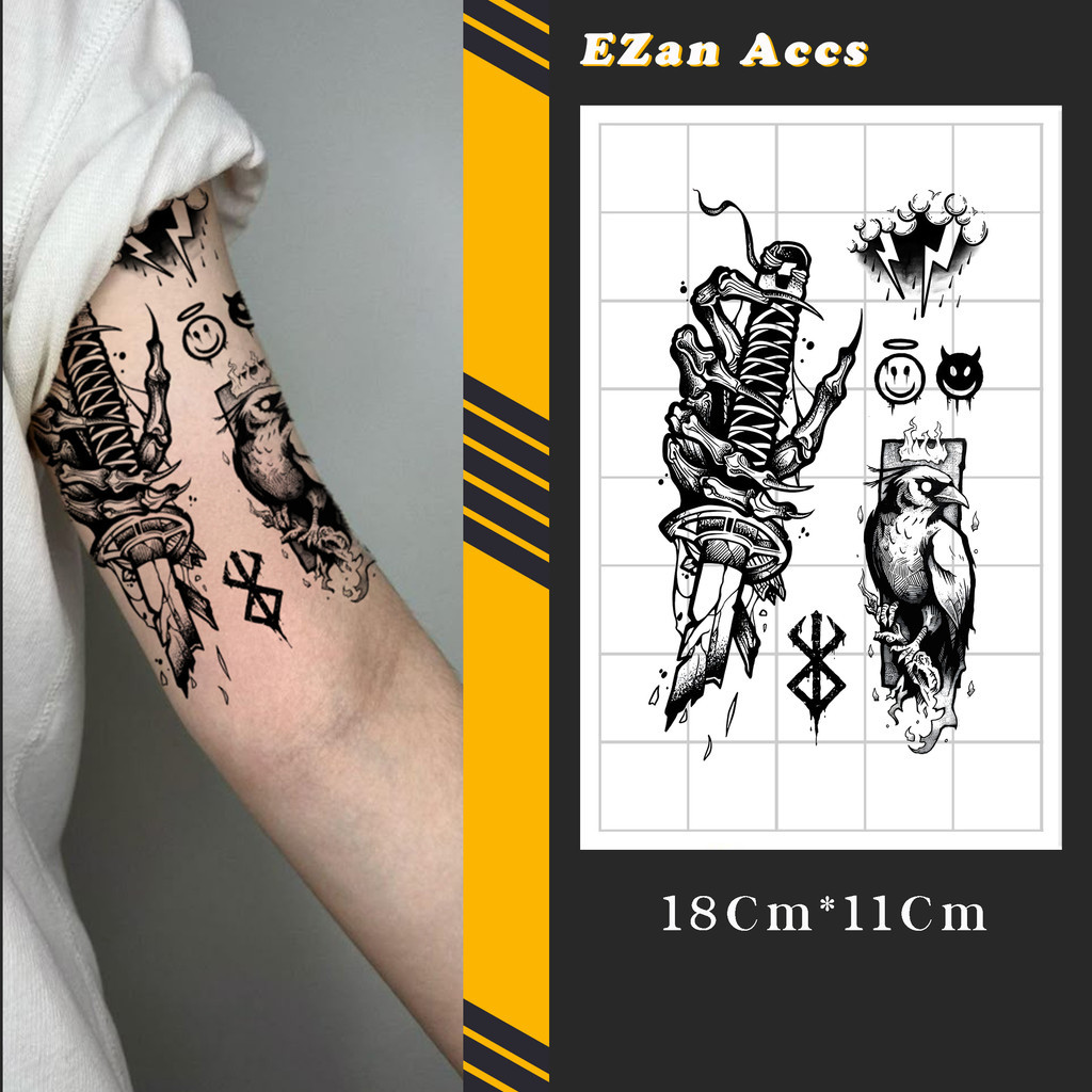 Stiker Tato Broken BladeTemporary Semi Permanen  - Tahan Lama hingga 15 Hari, Ukuran 18x11cm, Fruit 