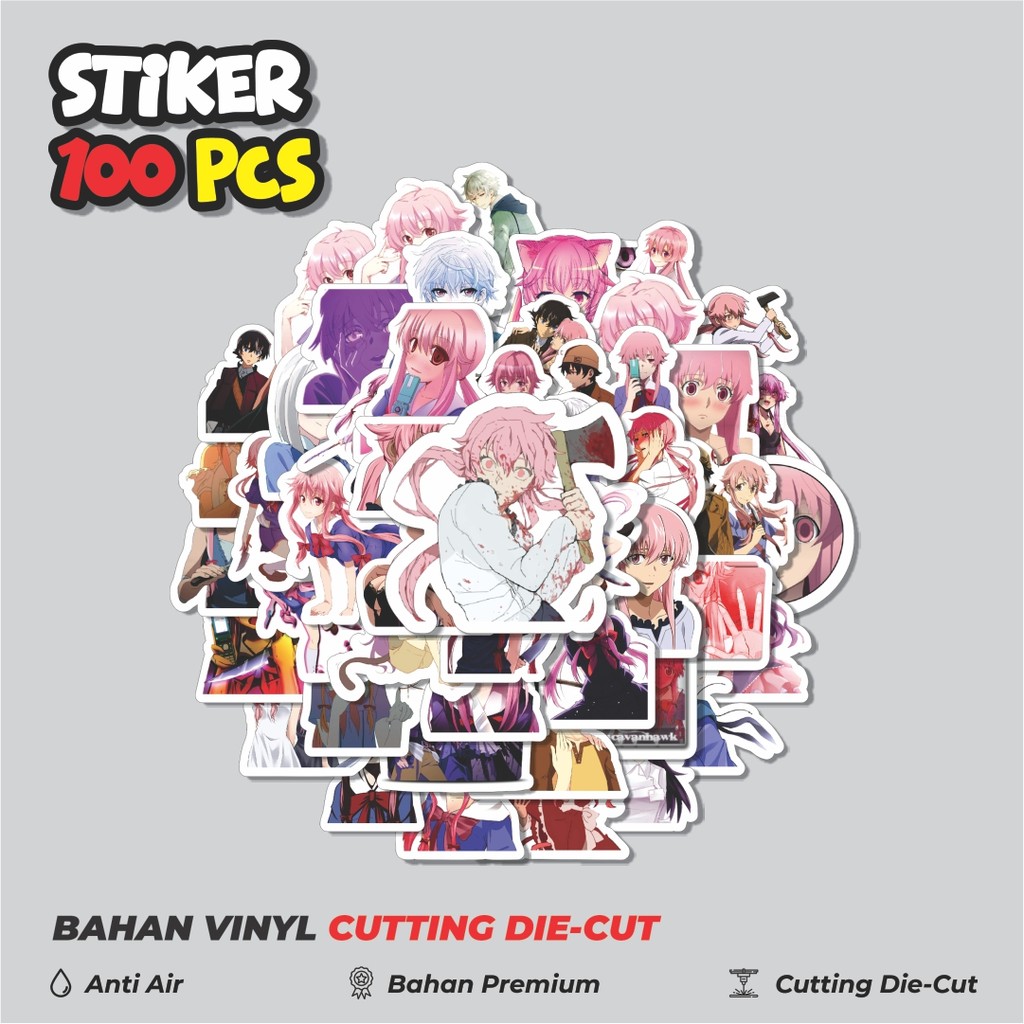 

Terbaru! 50 pcs Stiker Anime Series Mirai Nikki Karakter Mix 1 Dekorasi Lucu Kreatif untuk Notebook, Skateboard, HP