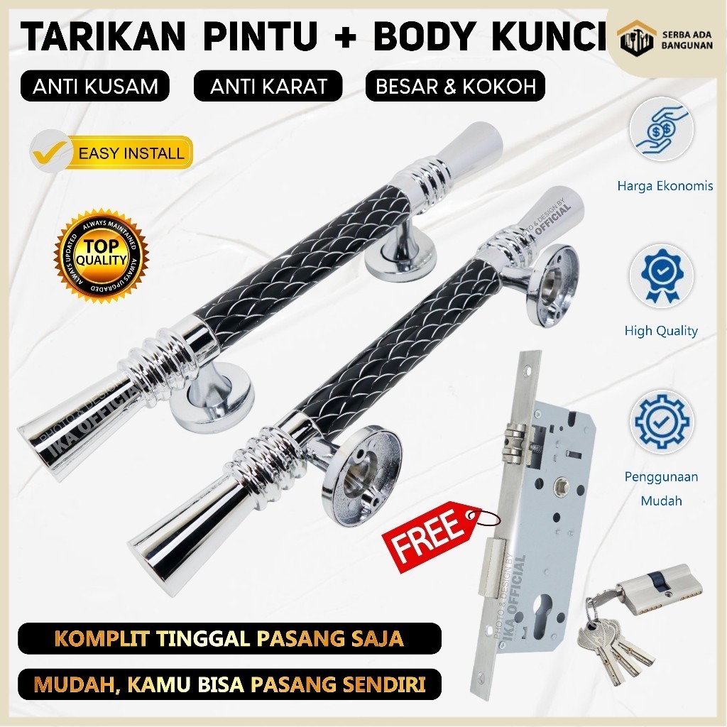 SAB Paket Handle pintu rumah 45cm 42cm dan 33cm body kunci pelor murah minimalis Tarikan pintu Gagan
