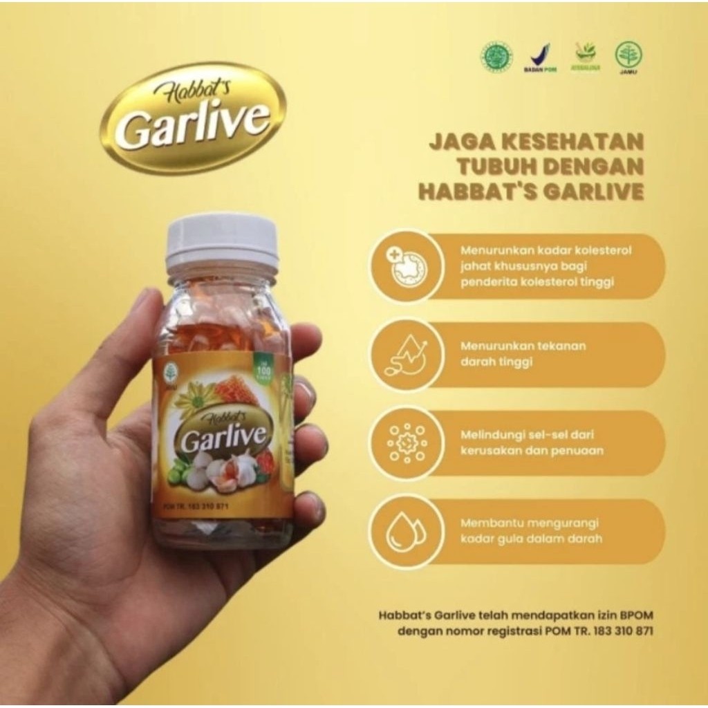 200 kapsul Garlive Habbats – Kapsul Herbal Habbatussauda, Propolis, Bawang Lanang | 200 Kapsul ORIGI