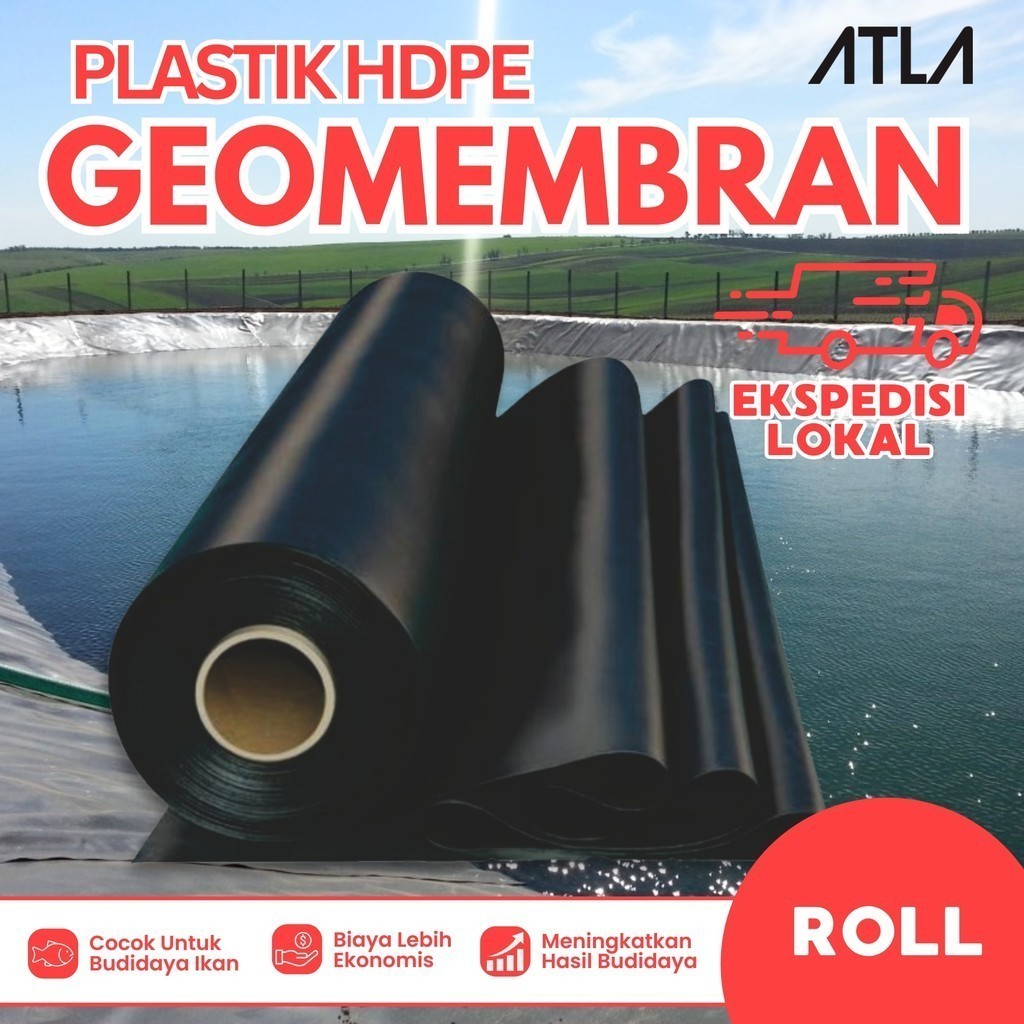 EKSPEDISI LOKAL Plastik HDPE Geomembran Hitam 1 Roll Geomembrane Terpal Kolam Ikan