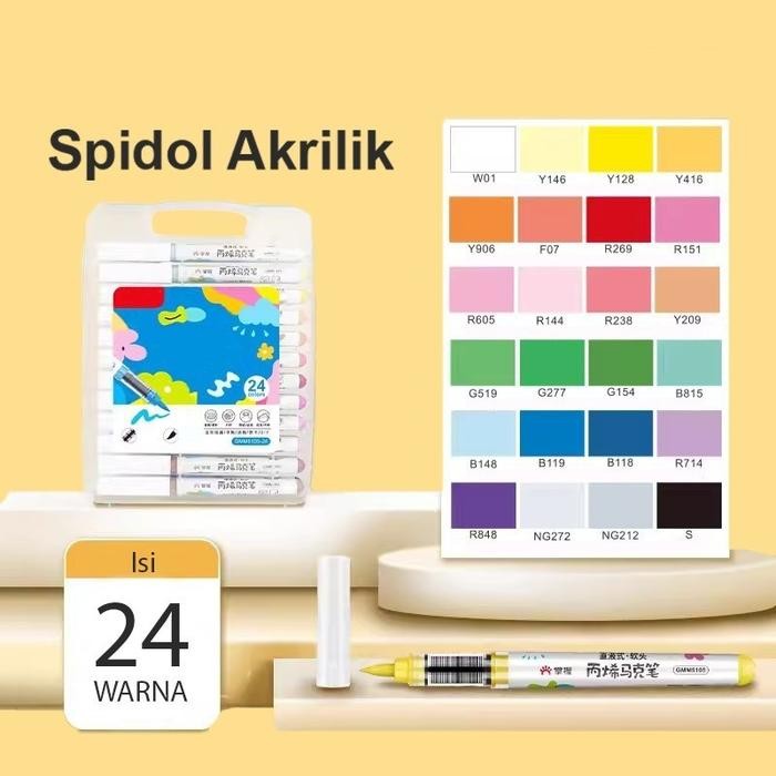 

GRASP Marker Acrylic Brush Pen 12/24/36/48 Warna Spidol Akrilik Lentur MW003 - 24c - DL Brush