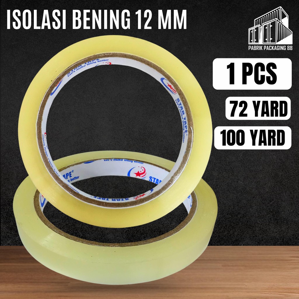 

Isolasi Bening 12mm x 100 Yard | Lakban 1/2 inch