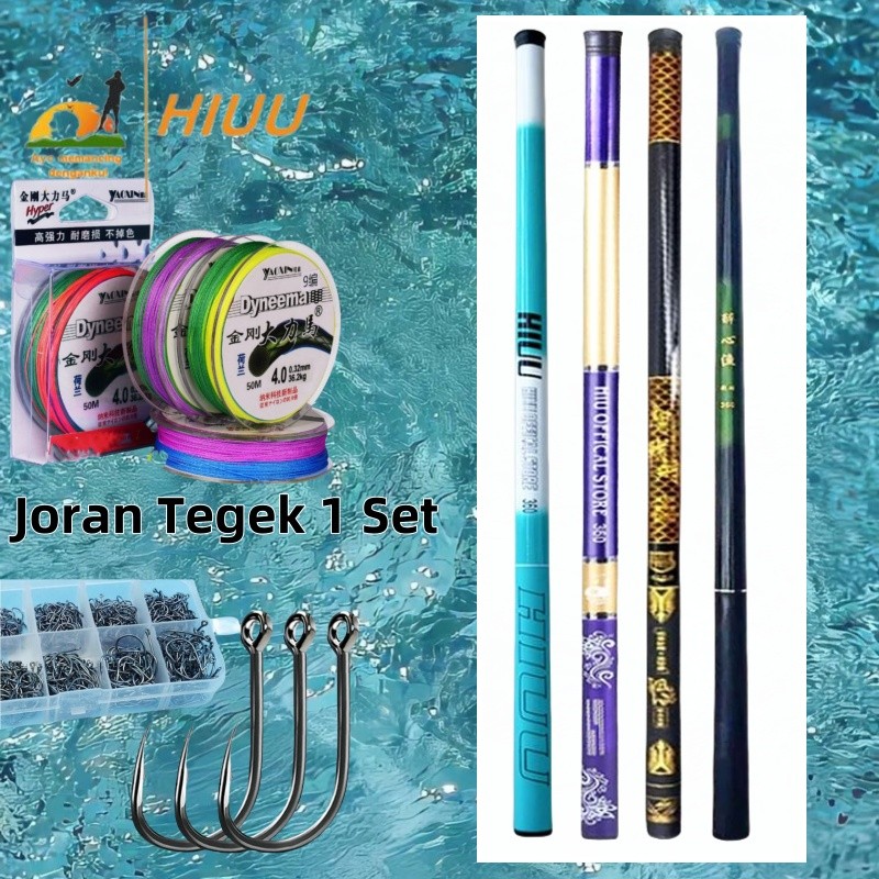 HIUU Joran Tegek 1 Set/Joran Tegek  Batik Langit biru 210 270 360 450 Fiber Medium Bayar Di Tempat/j