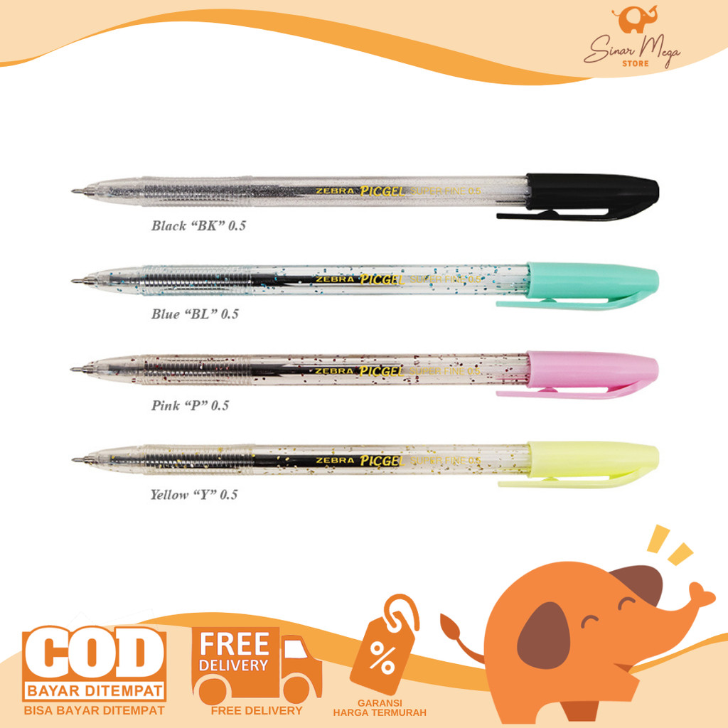 

Zebra Pic Gel Cap Style Pen – Pulpen Gel Hitam Halus & Nyaman | Desain Transparan Glitter 4 Warna