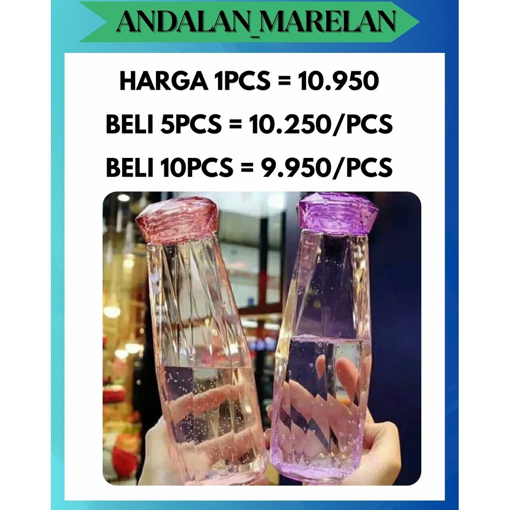 AM BOTOL MINUM KACA DIAMOND CRYSTAL / KRISTAL TUMBLER GLASS COLORFUL