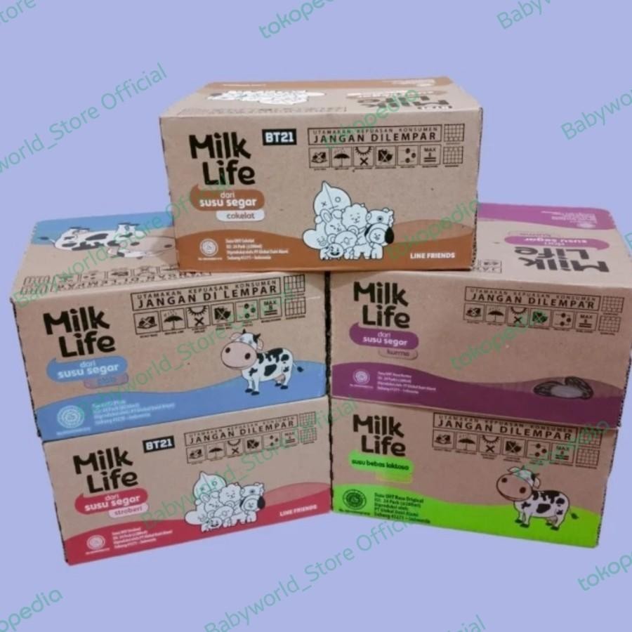

Milk Life Susu UHT 200ml Per Dus ( Isi 24 ) Rasa Original / Coklat / Plain / Stroberi / Mix