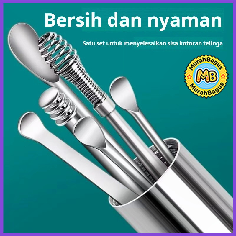 Set alat pembersih telinga portabel 6 buah baru, pembersih telinga, pembersih telinga portabel, pemb