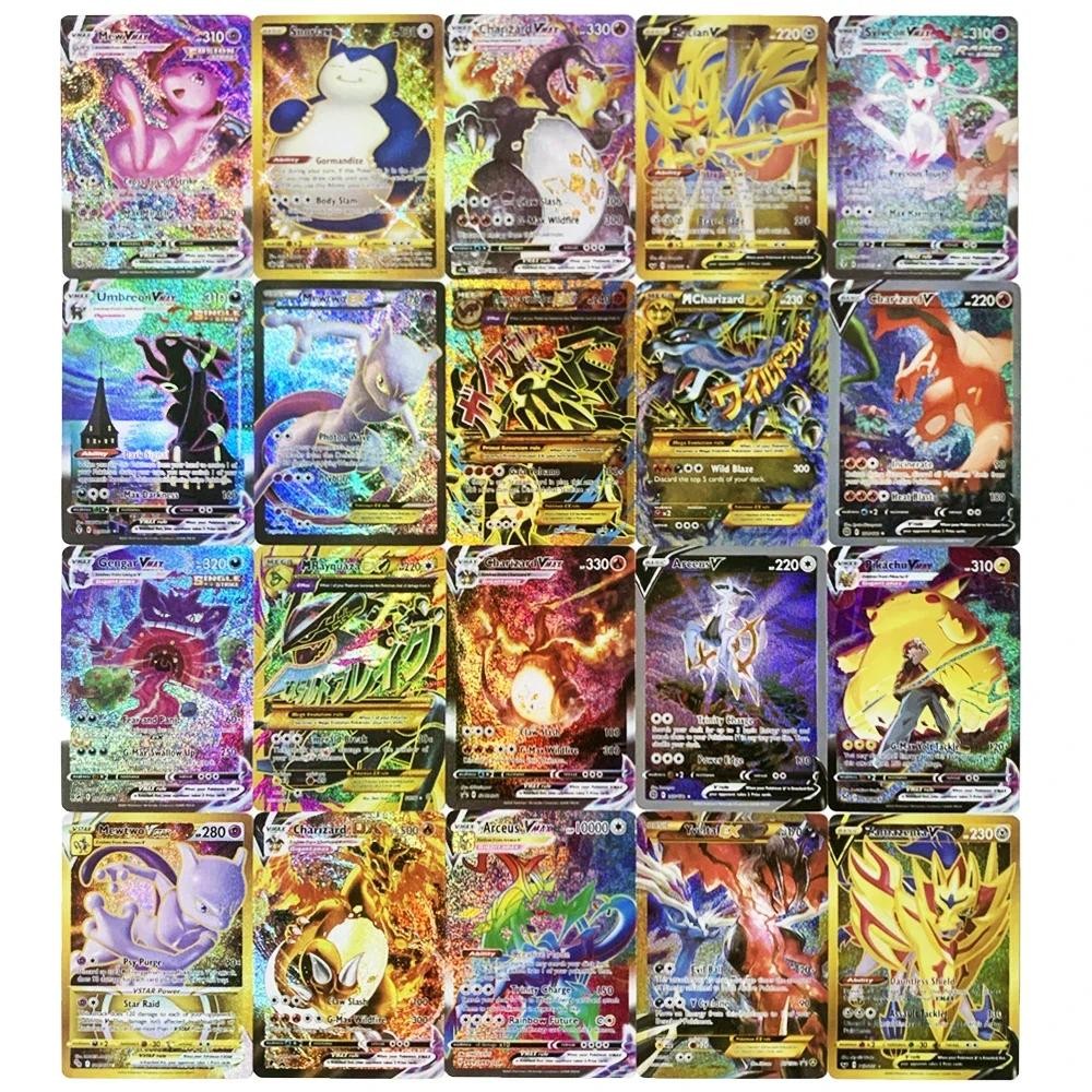 20-100Pcs English French Spanish German Italian Pokemon Vmax GX EX Flash Card Charizard Pikachu trad
