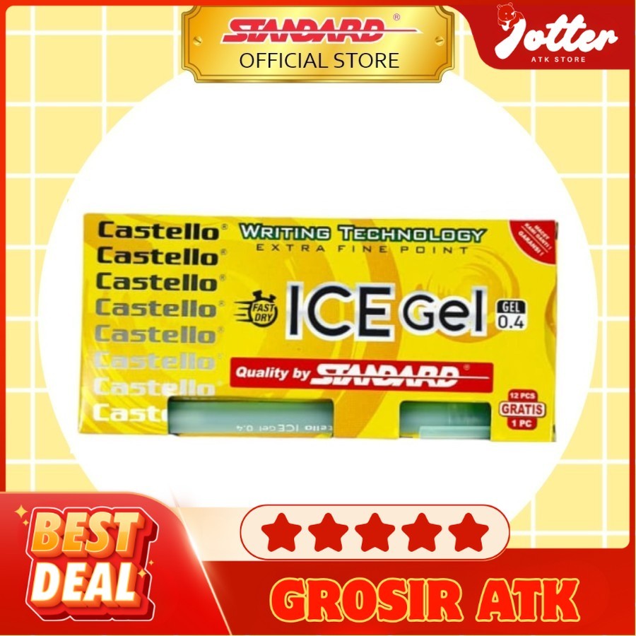 

PACK BOLPEN CASTELLO 0.4 ICE GEL BLACK (12) | Jotter Grosir ATK