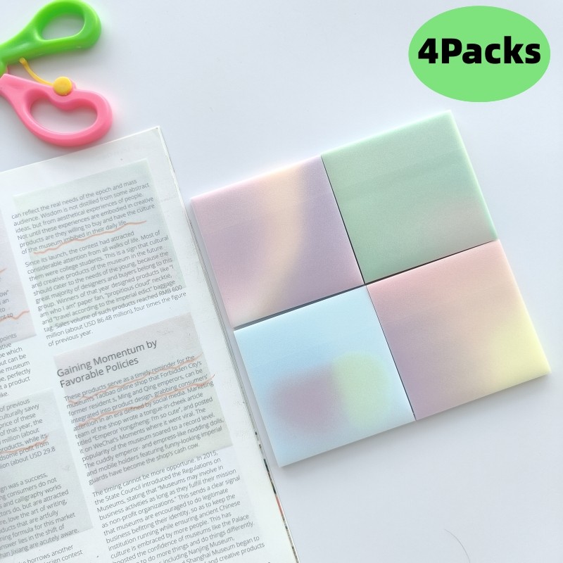 

4Packs Color Series Self Adhesive Memo Pad, Sticky Notes, Bookmark, Sticker Marker, Sticker Paper, Office, School Supplies