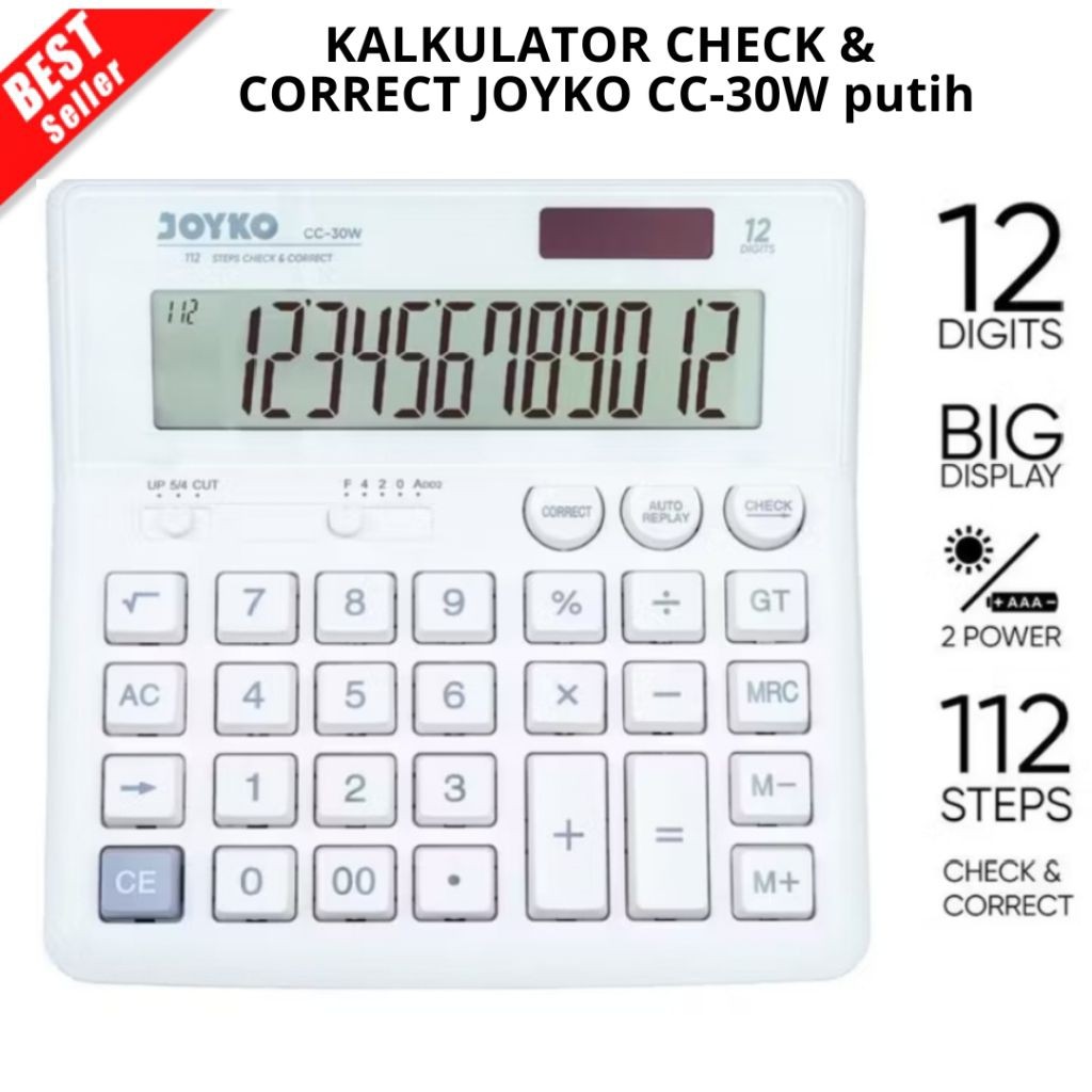 

Calculator Kalkulator Joyko CC-5912 dan CC30W 12 Digits Check Correct untuk jualan diwarung untuk disekolah kantor