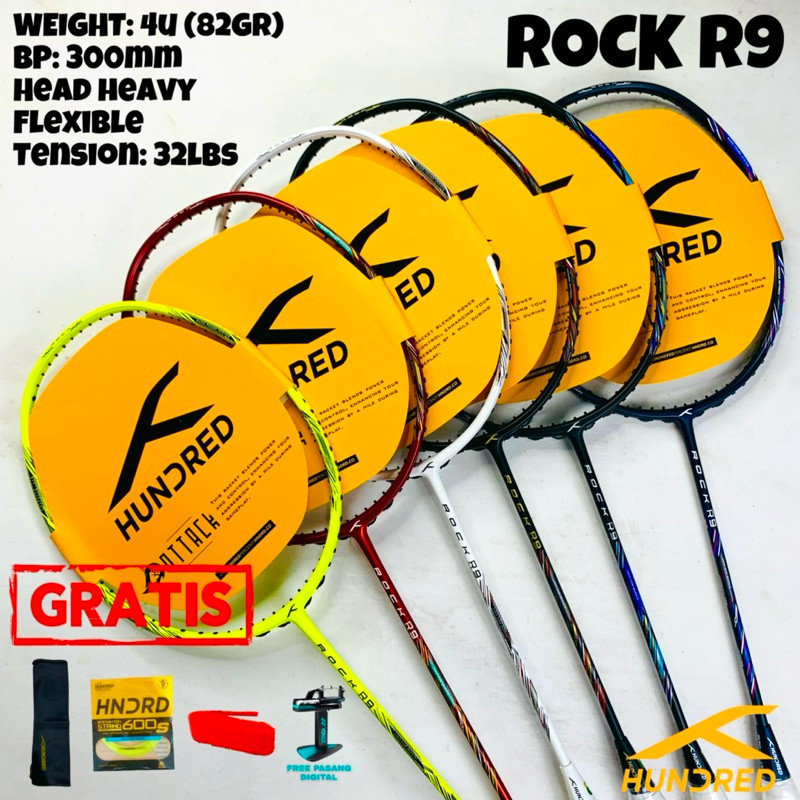 Raket Badminton HUNDRED ROCK R8 R9 32LBS HDRD HNDRD R 8 9 Original
