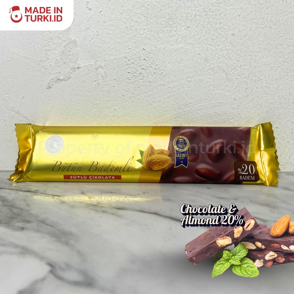 

Cikolata Vince Butun Bademli Sutlu Cikolata 80gr – Cokelat Almond Turki 100% Original madeinturki.id