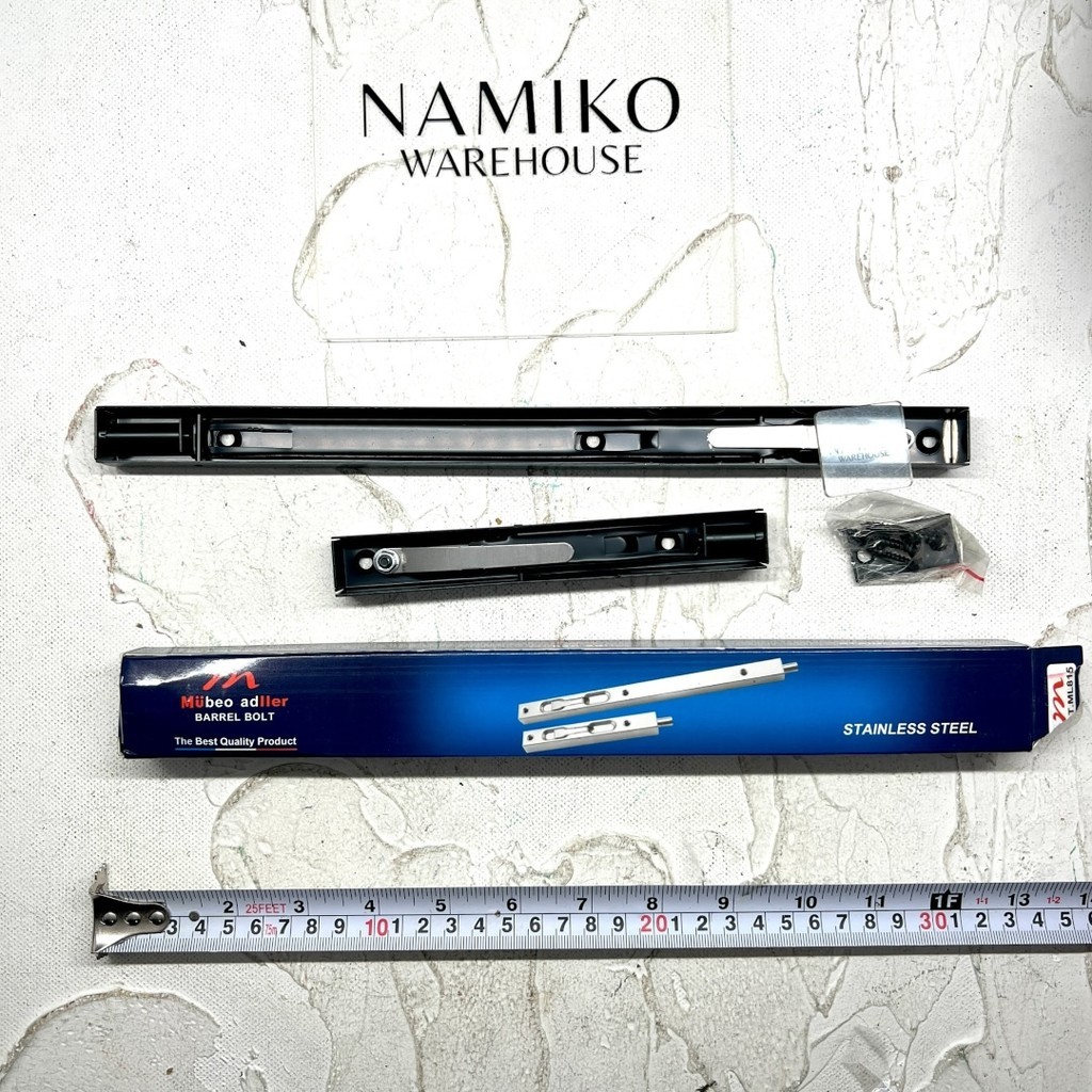 MULLER Grendel Slot Pintu Tanam Stainless hitam 12 inch