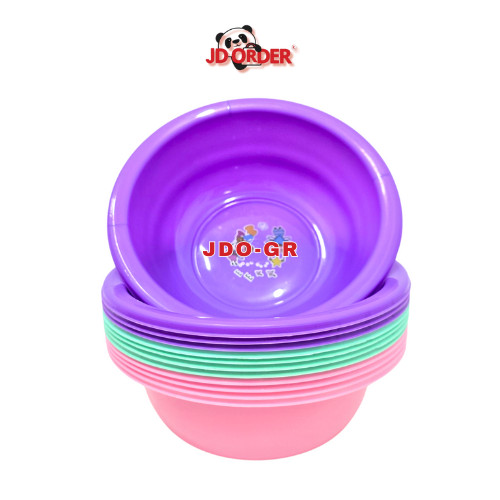 (JDO-GR) 1 Lusin (12Pcs) Baskom, Basin Bulat Besar 3 Liter Plastik Warna Soft APP Kicthenware