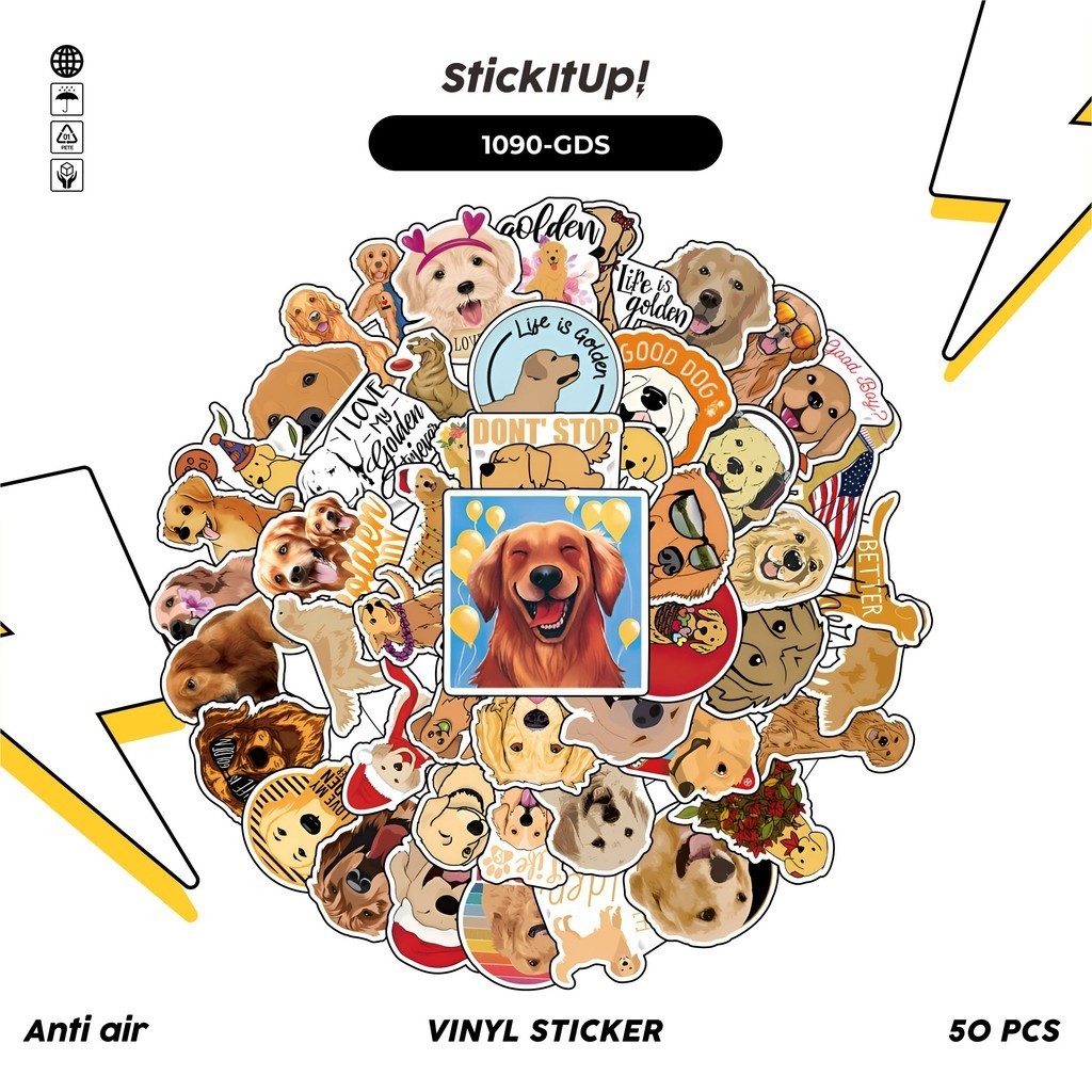 

COD✨ 100 Pcs Stiker Pack Golden Dog Lucu Lucu Aesthetic Vynil Waterproof untuk Freebies Sticker Buku Journal Casing HP Laptop