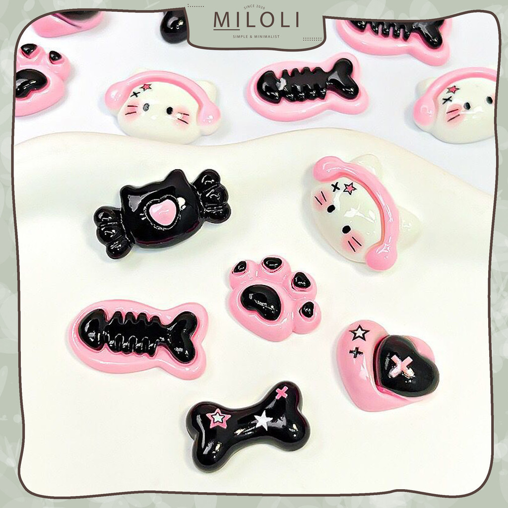 

[MILOLI] 1Pcs STICKER MINI BLACK PINK CAT SERIES Stiker Glossy Free Resin Aksesoris Hiasan - B0470