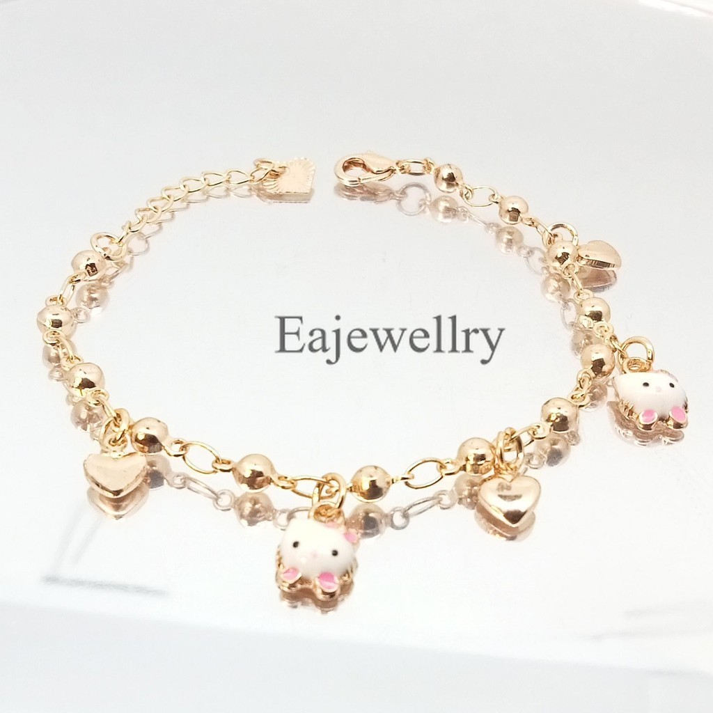 Gelang tangan anak anak emas xuping hello pink lucu anti karat realpict cantik elegan fahsion akseso