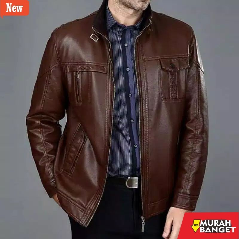 jaket kulit pria garut Delizia Jaket Kulit Asli Premium Original Hitam Pria Ariel Noah Anti Angin Ja