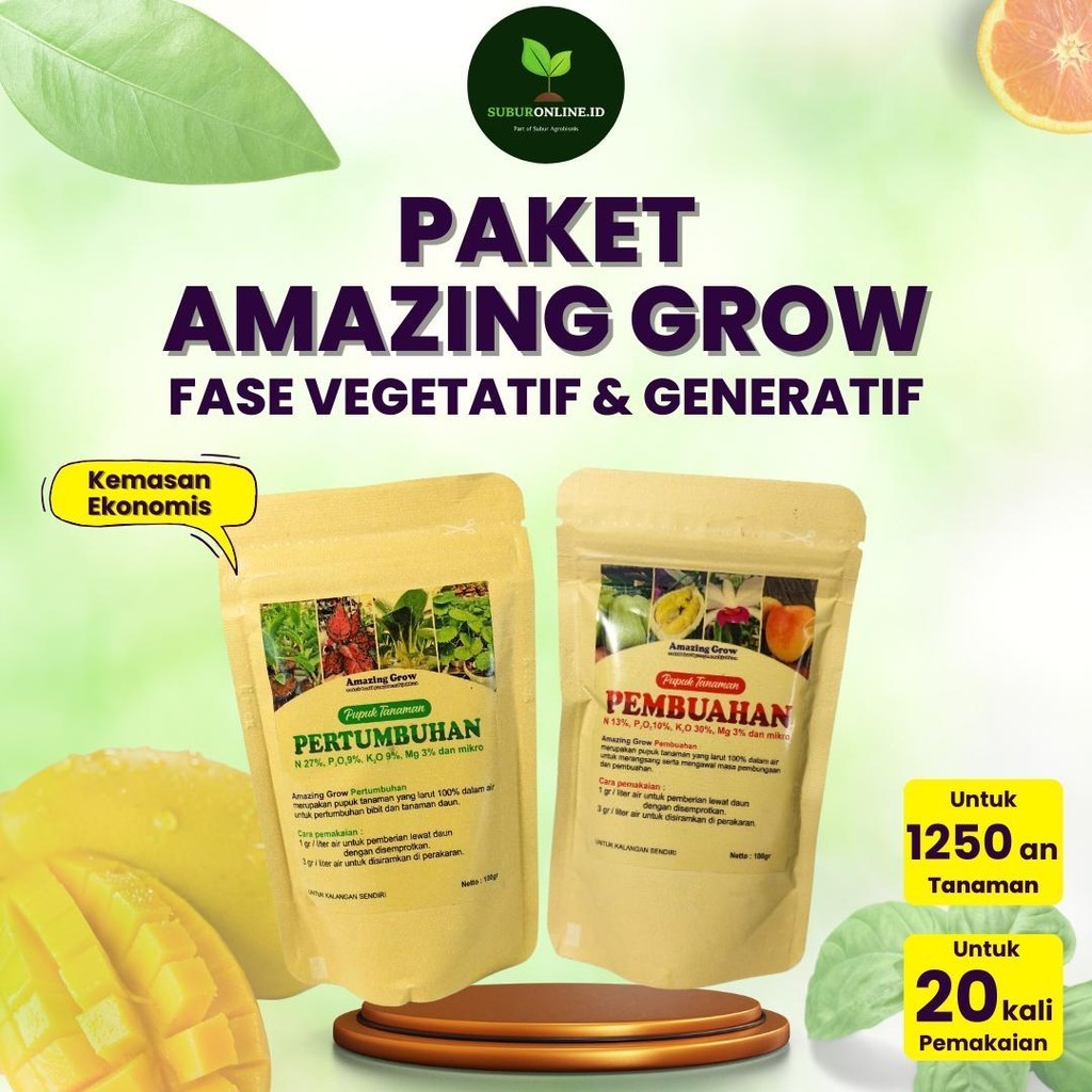 PAKET PUPUK : AMAZING GROW (BUAH DAN DAUN) UNTUK FASE VEGETATFI & GENERATIF