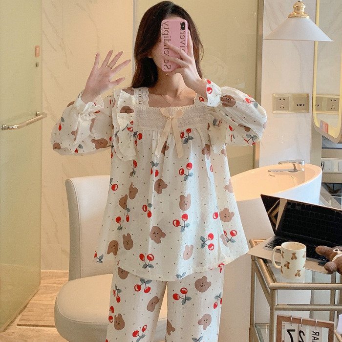 Baju Tidur Wanita Korea Style Baju Tidur Wanita Lengan Panjang Celana Panjang Piyama Youbi