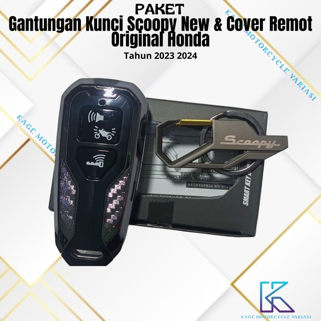 Paket Gantungan Kunci Logo Scoopy 2023 dan Cover Remot Scoopy 2023 Original AHM