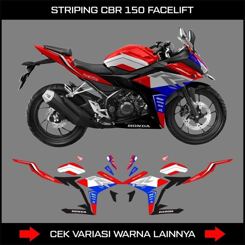 Striping CBR 150 R Facelift Livery Fireblade / Stiker Motor Honda Cbr 150R Facelift / Stock Decal