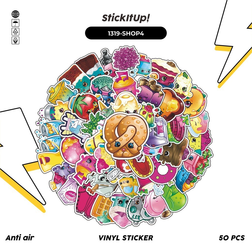 

COD✨ 100 Pcs Stiker Pack Shopkins v4 Lucu Aesthetic Vynil Waterproof untuk Freebies Sticker Buku Journal Casing HP Laptop