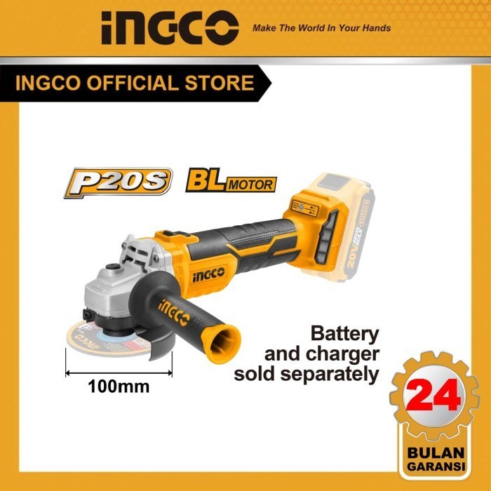 P20S Mesin Gerinda 20V 4" INGCO CAGLI1002 Cordless Angle Grinder