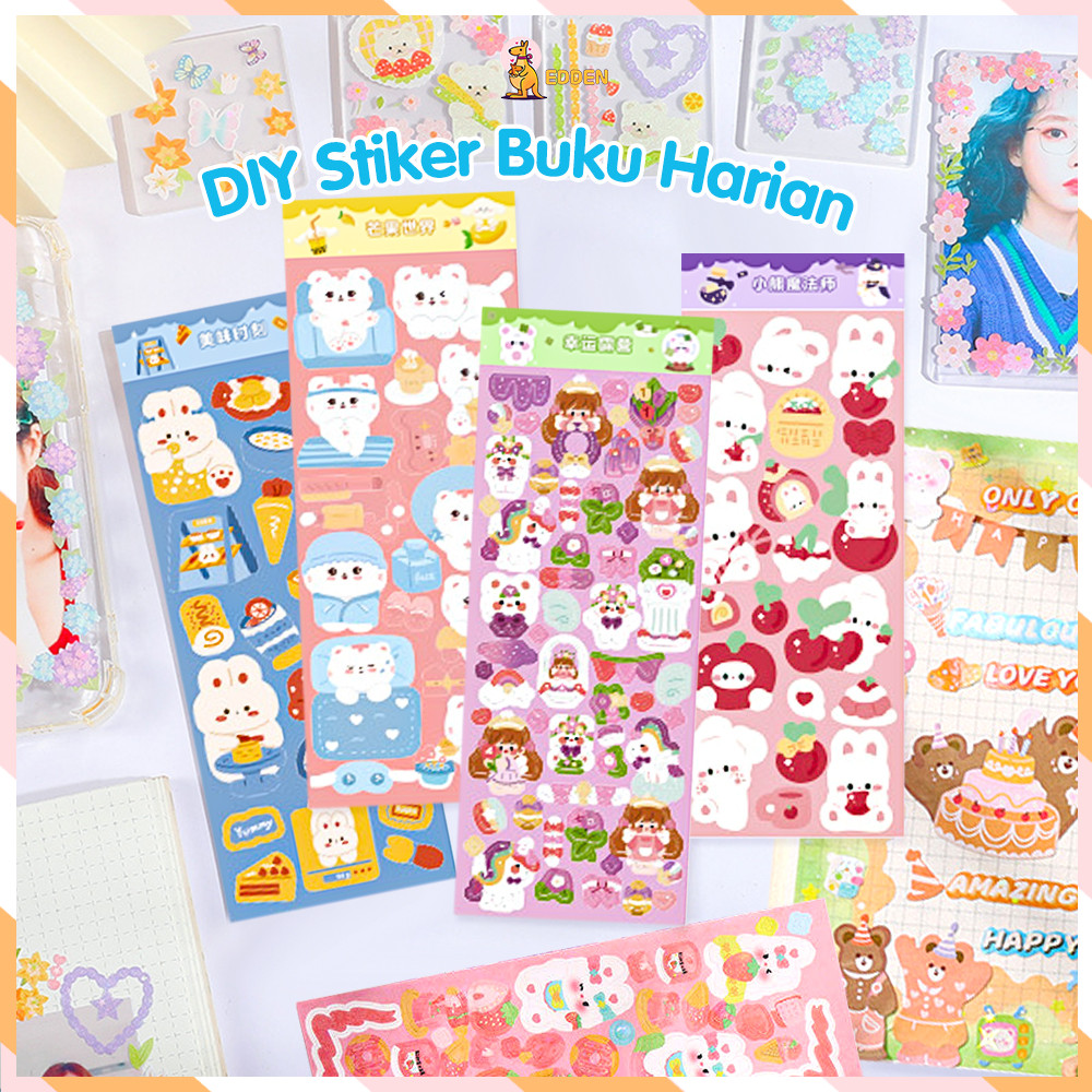 

Edden 10Pcs Stiker DIY Hewan Peliharaan Seri Kartun Stiker Buku Jurnal Scrapbook