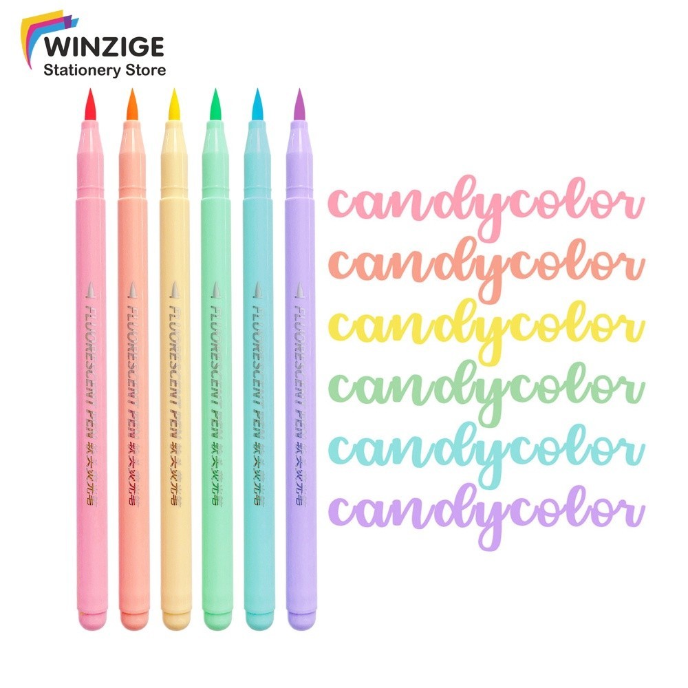 

SURABAYA Winzige Set 6pcs Brush Pen Murah Highlighter Pen Calligraphy Brush Lettering Aesthetic Vintage Warna Warni Brush Marker Pena Kuas Warna Pulpen Pena Kaligrafi Coloring Markers