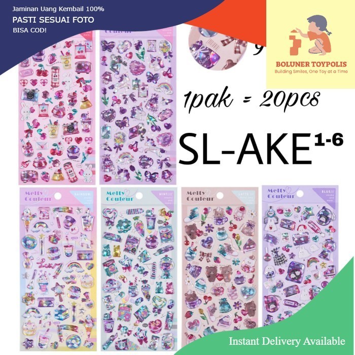 

Sticker Melty Couleur Candy Sparkle Shinny Stiker timbul 3d
